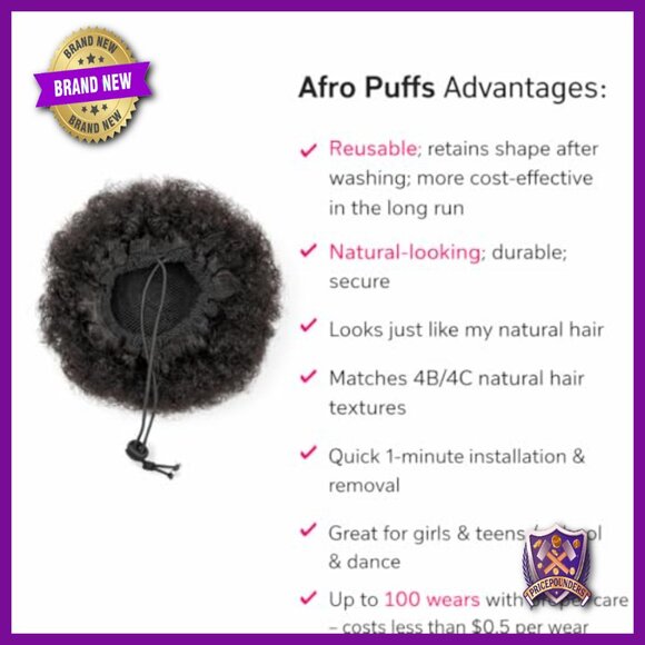 Human Hair Afro Puff Ponytail Set, 2PCS, Drawstring Design for Easy Styling main image 6